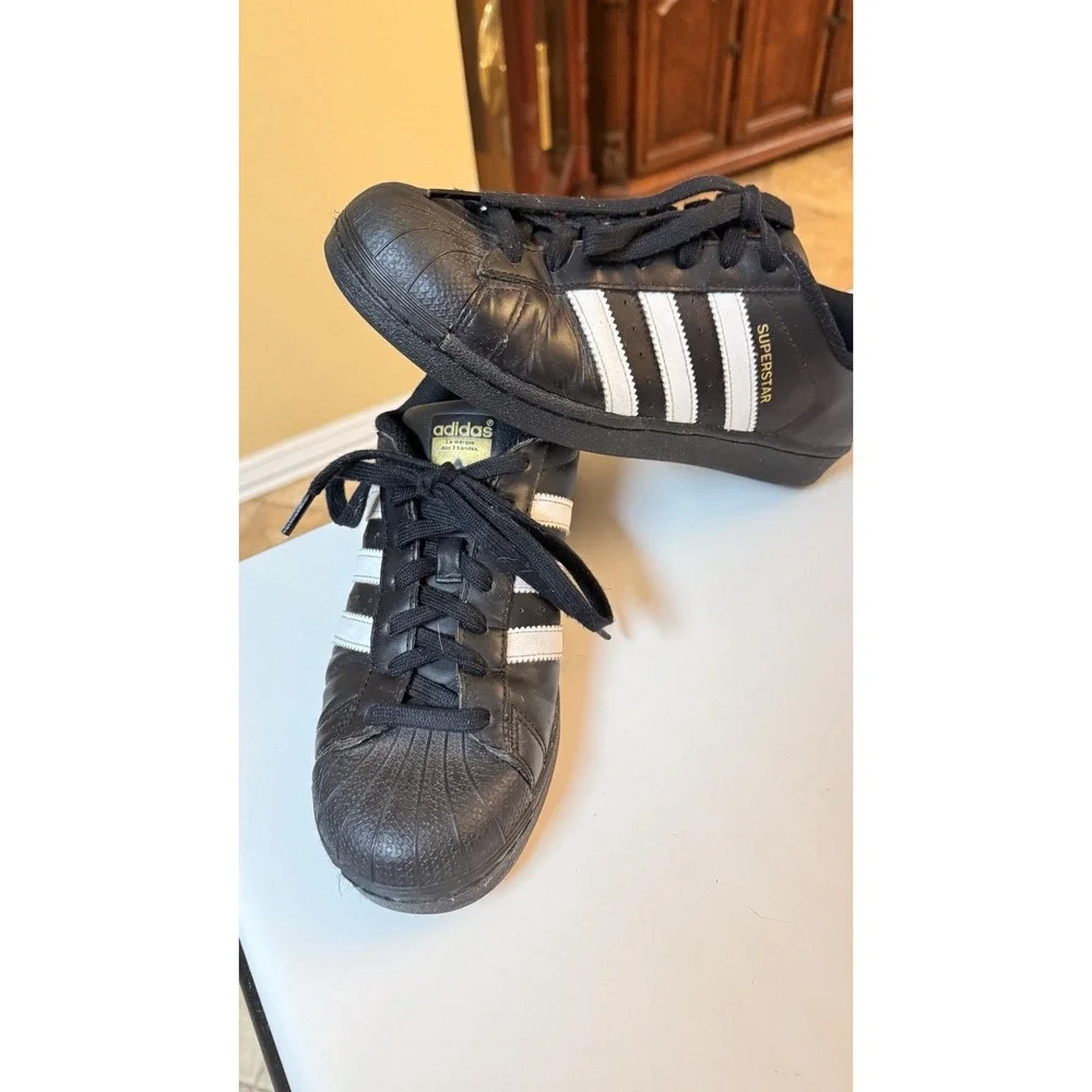 adidas Superstar Black White Shell Toe Leather Sneakers Men's US 7.5